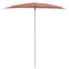 vidaXL P&oacute;łokrągły parasol ogrodowy na słupku, 180x90 cm, terakota
