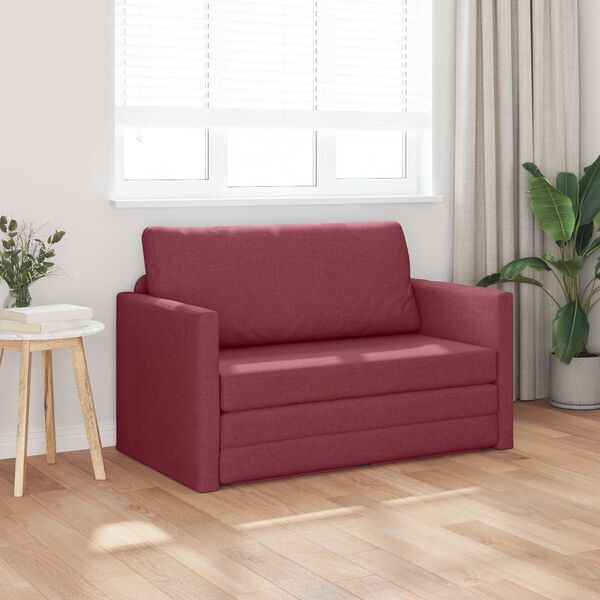 vidaXL Sofa Bed 110cm Czerwone wino tkanina