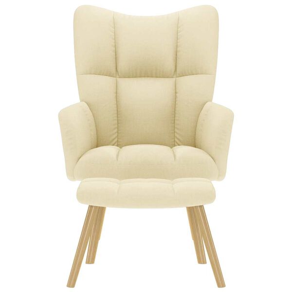 vidaXL Fotel z podn&oacute;żkiem, kremowa, obity tkaniną