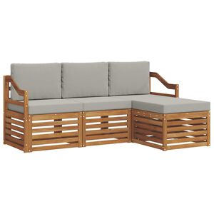 vidaXL Zestaw sof na zewnątrz z poduszką 4 pcs Naturalny i Jasny Szary