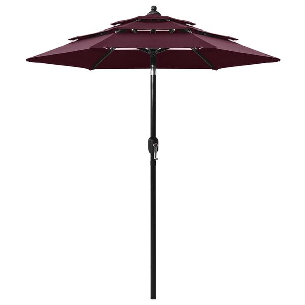 vidaXL 3-poziomowy parasol na aluminiowym słupku, bordowy, 2 m