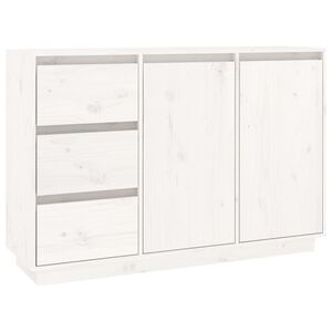 vidaXL Szafka, biała, 111x34x75 cm, lite drewno sosnowe