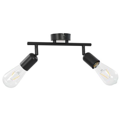 vidaXL Lampa z 2 żarówkami żarnikowymi, 2 W, czarna, E27