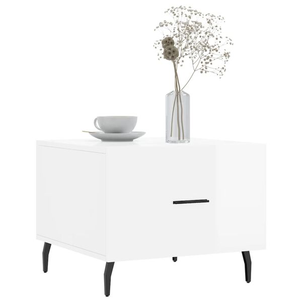 vidaXL Stoliki kawowe, 2 szt., białe z połyskiem, 50x50x40 cm