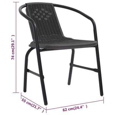 vidaXL Krzesła ogrodowe, 8 szt., rattan syntetyczny i stal, 110 kg
