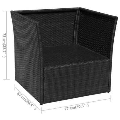 vidaXL Krzesło ogrodowe z podnóżkiem, polirattan, czarny