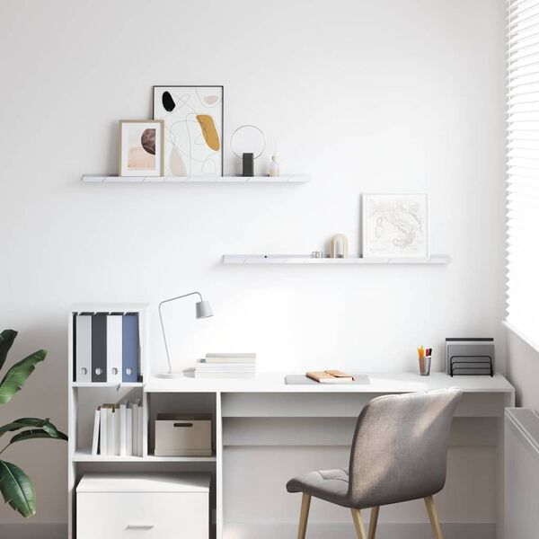 vidaXL P&oacute;łka ścienna z p&oacute;łką 2 pcs Biały marmur 100 x 9 x 3 cm