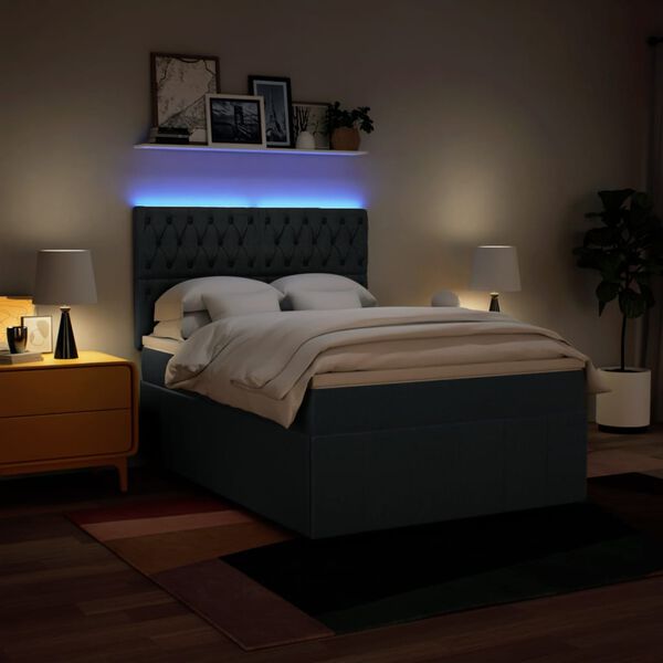 vidaXL Ł&oacute;żko kontynentalne z materacem, niebieskie, tkanina, 160x200cm