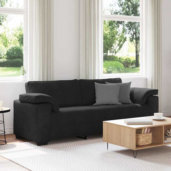 vidaXL Sofa 3-osobowa, czarny, 220x77x82 cm, tapicerowana aksamitem