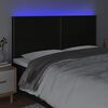 vidaXL Zagł&oacute;wek do ł&oacute;żka z LED, czarny, 180x5x118/128 cm, tkanina