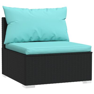 vidaXL 3-osobowa sofa ogrodowa z poduszkami, czarna, polirattan