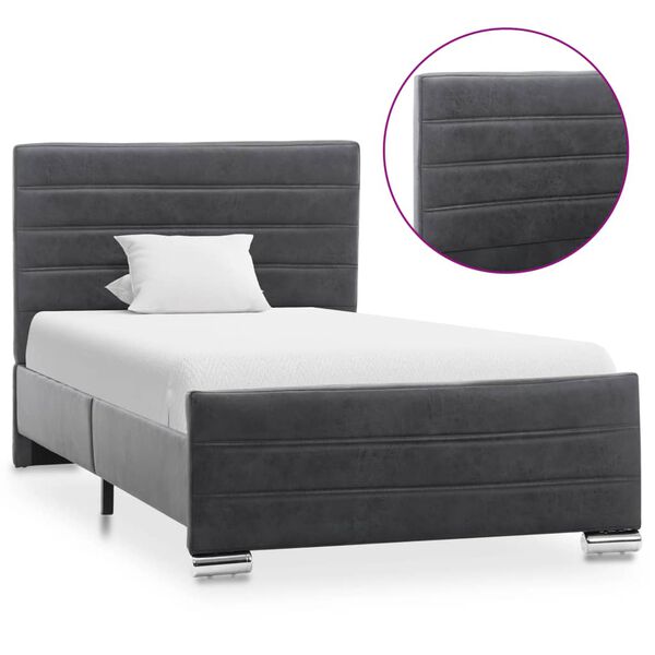 vidaXL Rama łóżka, szara, sztuczna skóra zamszowa, 100 x 200 cm