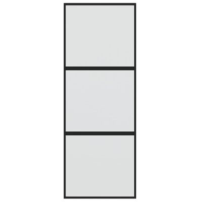 vidaXL Drzwi przesuwne, czarne, 76x205 cm, szkło hartowane, aluminium