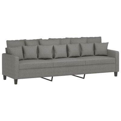 vidaXL Sofa 3-osobowa, ciemnoszara, 210 cm, tapicerowana tkaniną