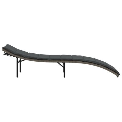 vidaXL Leżak z poduszką, szary, 55x199x50 cm, polirattan