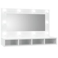 vidaXL Szafka z lustrem i LED, biała z połyskiem, 90x31,5x62 cm