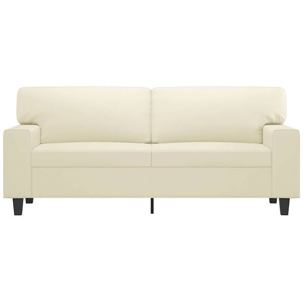 vidaXL 2-osobowa sofa, kremowy, 140 cm, sztuczna sk&oacute;ra