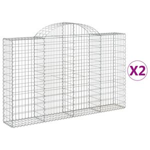 vidaXL Kosze gabionowe, 2 szt, 200x30x120/140 cm, galwanizowane żelazo