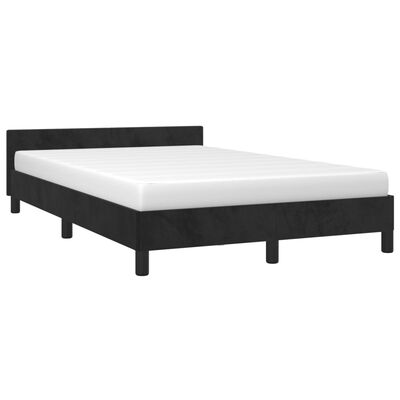 vidaXL Rama łóżka z wezgłowiem, czarna, 120x190 cm, aksamit