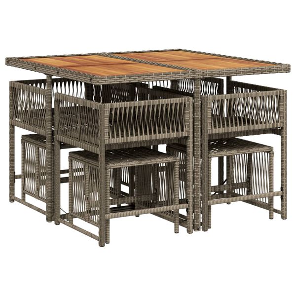 vidaXL 9-cz. zestaw mebli ogrodowych z poduszkami, szary, rattan PE