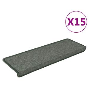 vidaXL Maty na schody 15 szt. 65x21x4 cm Ciemnozielone, prostokątne krawędzie