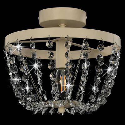 vidaXL Lampa sufitowa z kryształkami i koralikami, biała, okrągła, E14