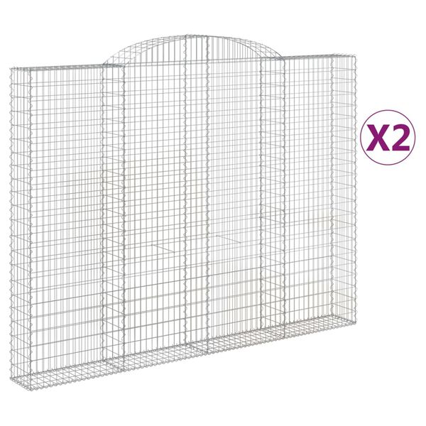vidaXL Kosze gabionowe, 2 szt, 300x30x220/240 cm, galwanizowane żelazo