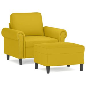 vidaXL Fotel z podn&oacute;żkiem, ż&oacute;łty, 60 cm, aksamit