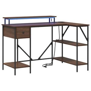 vidaXL Biurko Brązowy dąb 120 x 79 x 86,5 cm Drewno inżynieryjne