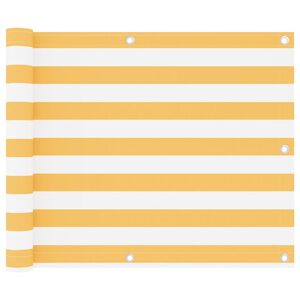 vidaXL Parawan balkonowy, biało-ż&oacute;łty, 75x300 cm, tkanina Oxford