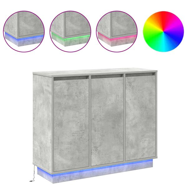 vidaXL Komoda LED Ze LED Lights Betonowy szary 90 x 32 x 75 cm