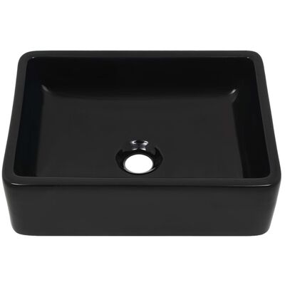 vidaXL Umywalka ceramiczna, prostokątna, 41x30x12 cm, czarna