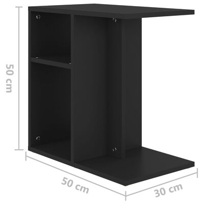vidaXL Stolik boczny, czarny, 50x30x50 cm, materiał drewnopochodny