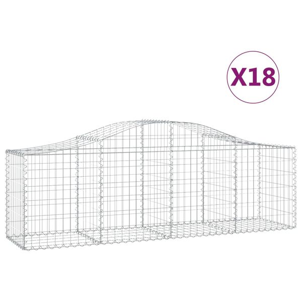 vidaXL Kosze gabionowe, 18 szt, 200x50x60/80 cm, galwanizowane żelazo
