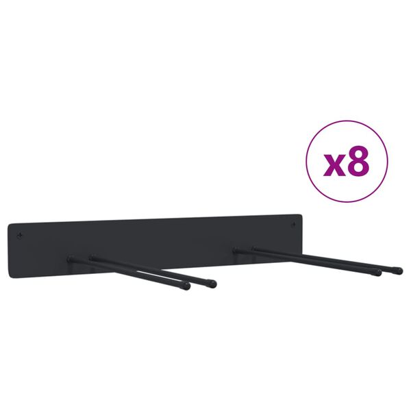 vidaXL Ścienne wieszaki na narzędzia ogrodowe, 8 szt., czarne, stalowe