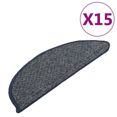 vidaXL Nakładki na schody, 15 szt., ciemnoniebieskie, 56x17x3 cm