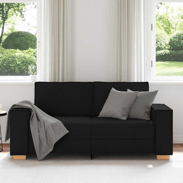 vidaXL Sofa 2-osobowa Czarna 140 cm Tkanina