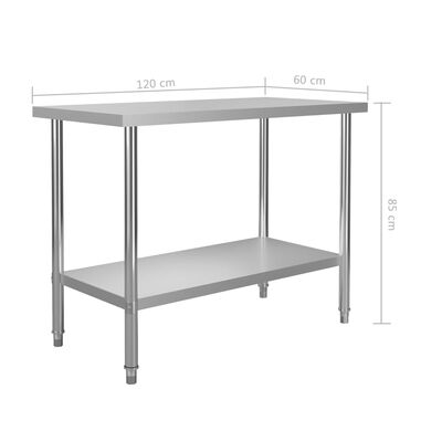 vidaXL Kuchenny stół roboczy z półką, 120x60x150 cm, stal nierdzewna
