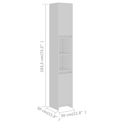 vidaXL Szafka łazienkowa, biała, 30x30x183,5 cm, płyta wiórowa
