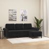 vidaXL 3-osobowa sofa z podnóżkiem, czarna, 180 cm, aksamit