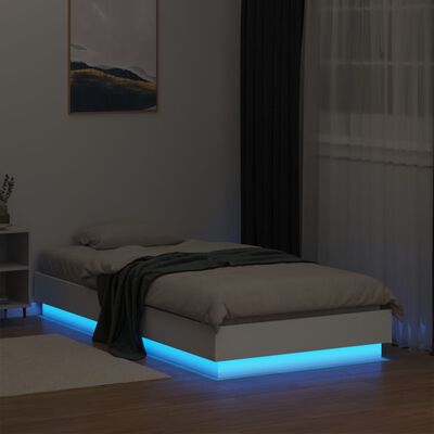 vidaXL Rama łóżka z oświetleniem LED, biała, 90x190 cm