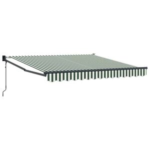 vidaXL Markiza wysuwana Zielony i Biały 350 x 250 cm Poliester i Metal