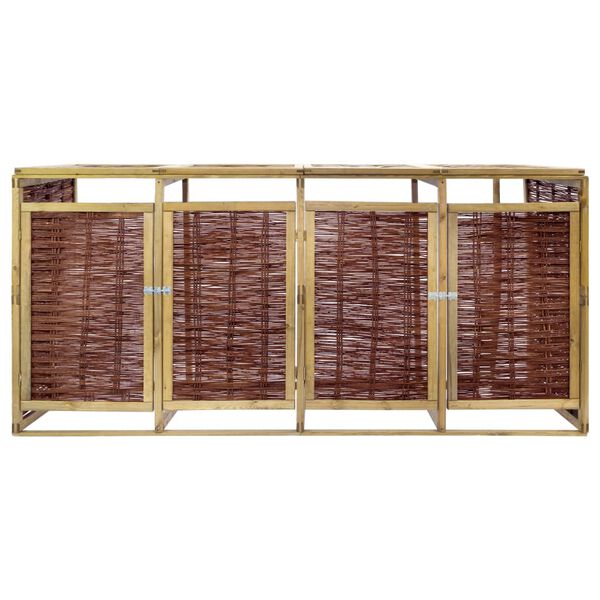 vidaXL Osłona na 4 kosze na śmieci, drewno sosnowe i wiklina