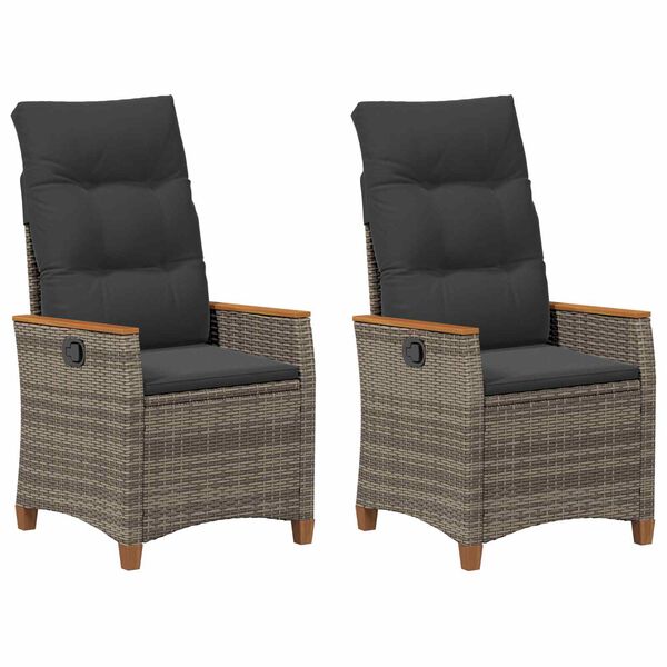 vidaXL Krzesło ogrodowe z regulowanym oparciem Szary i ciemnoszary