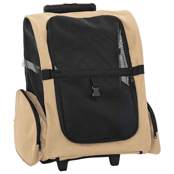 vidaXL Wózek dla zwierząt 3 w 1 Design Sand 48x32x(57-106) cm Tkanina Oxford