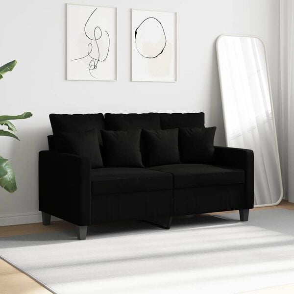 vidaXL Sofa 2-osobowa, czarna, 120 cm, tapicerowana tkaniną