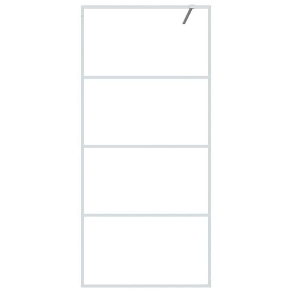 vidaXL Ścianka prysznicowa, biała, 90x195 cm, przezroczyste szkło ESG