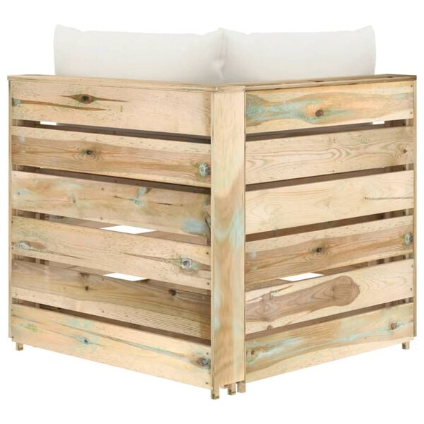 vidaXL Moduł sofy narożnej z poduszkami, impregnowane drewno