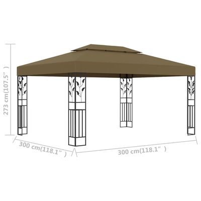 vidaXL Altana z podwójnym dachem, 3x4 m, taupe, 180 g/m²