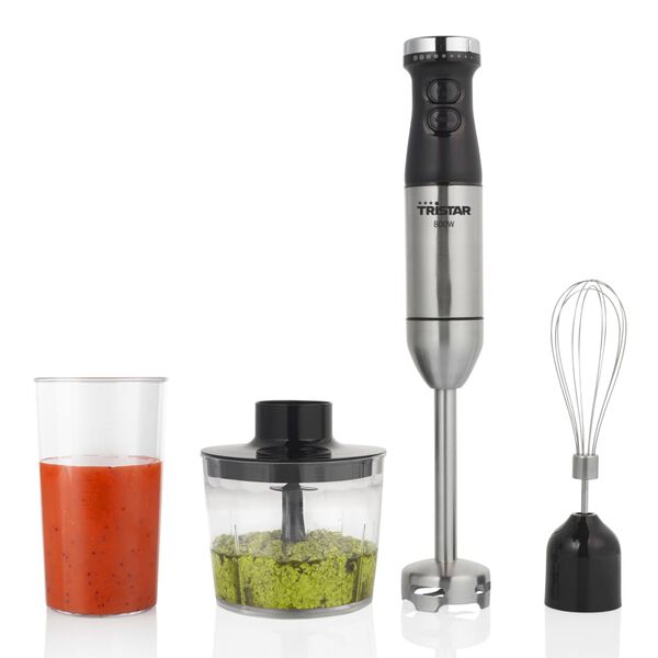 Tristar Blender ręczny z zestawem akcesori&oacute;w MX-4839, 800 W, srebrny